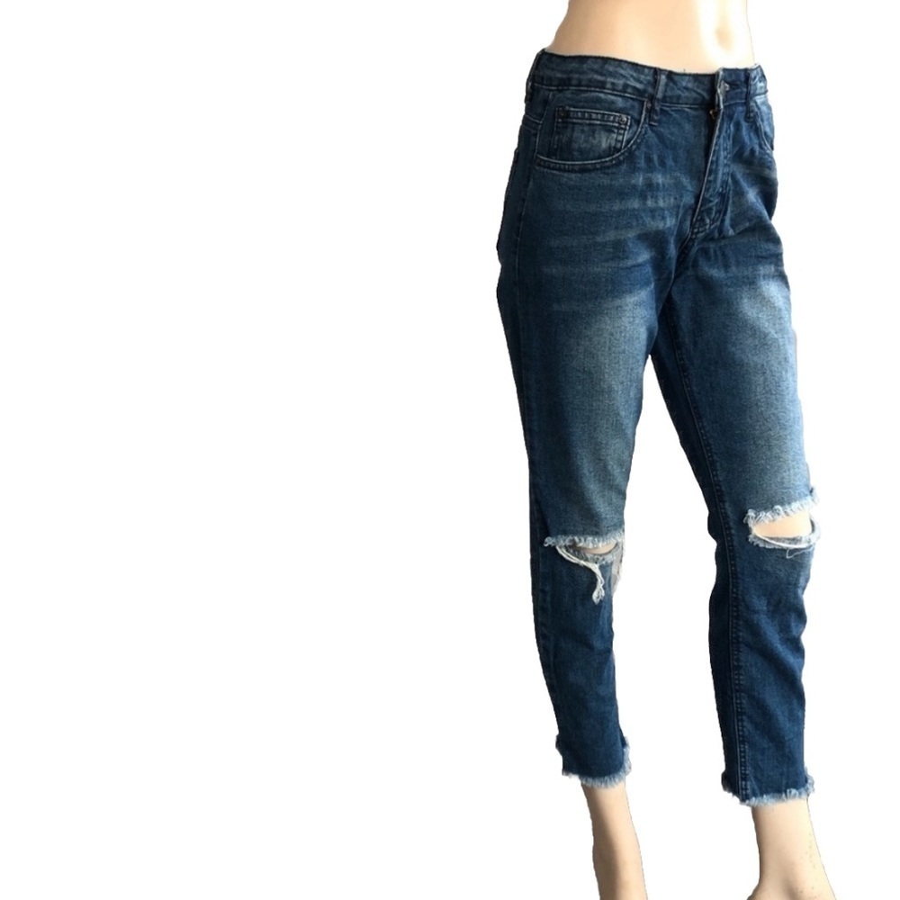 American BAZI cropped jeans distressed blue size:7 - Picture 11 of 13